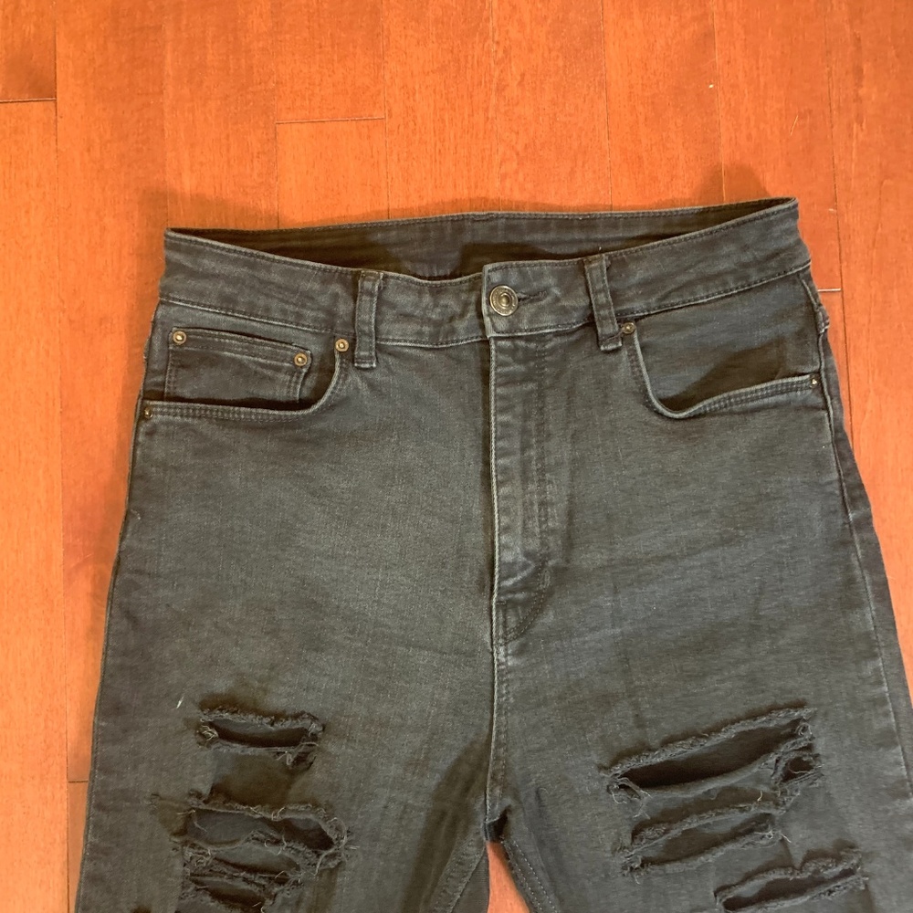 High Waisted Zara Ripped Black Skinny Jeans - Picture 2 of 4